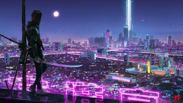 Neon Lights Cyber Ninja Boy 4k Wallpaper