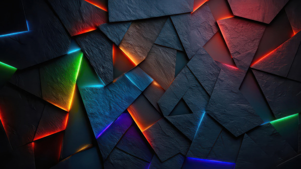 Neon Lit Dark Stone Geometric (1280x720) Resolution Wallpaper