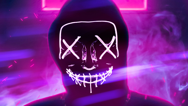 Neon Mask Anonymous 4k Wallpaper