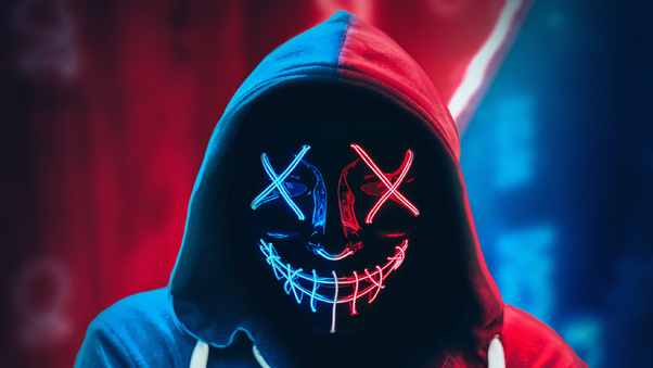 Neon Mask Hoodie 4k Wallpaper