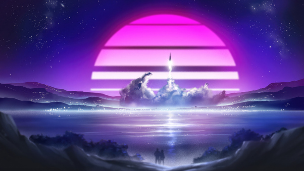 Neon Nova Watching Love Ascend With Rocket Dreams Wallpaper