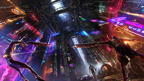 Neon Science Fiction Cyberpunk Guy 4k Wallpaper