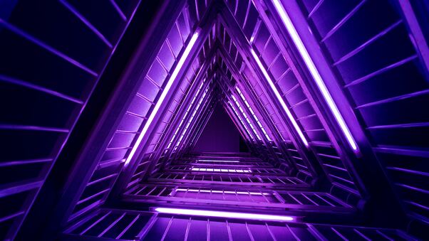 Neon Triangle Architecture 4k Wallpaper