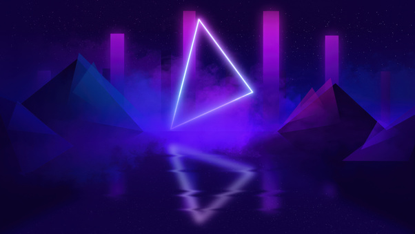 Neon Triangle With Geometric Shapes (3840x2160) Resolution Wallpaper