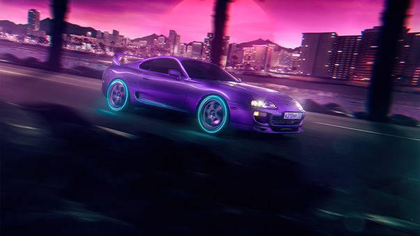 NeonNight Toyota Supra 5k Wallpaper