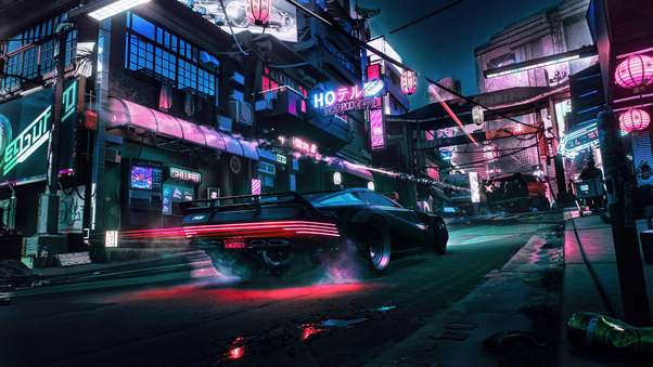 Night Chase In Little China Cyberpunk 2077 Wallpaper