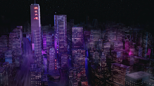 Night City Buildings Minimal 4k Wallpaper