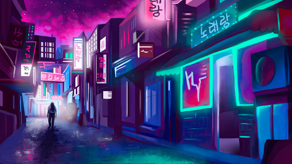 Night City Neon Lights And Me Wallpaper