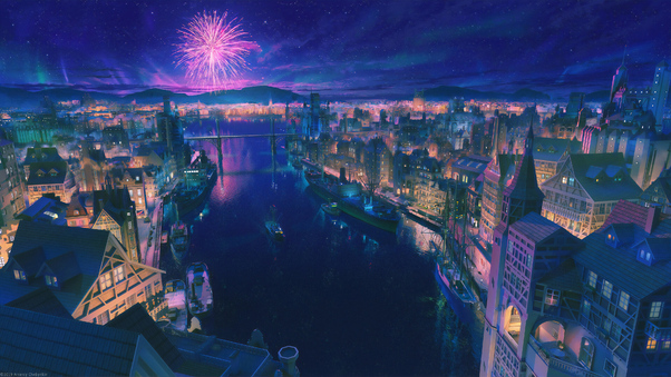 Night City Port 4k Wallpaper