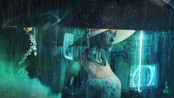 Night City Rain Storm Cyber 4k Wallpaper