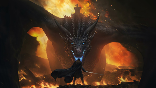Night King Dragon Vs Jon Snow 4k Wallpaper