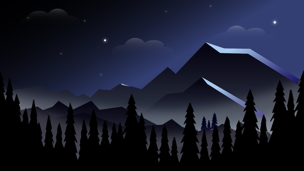 Night Mountains Minimalist 8k Wallpaper