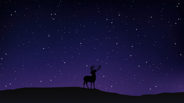 Night Sky Deer Minimal 5k Wallpaper