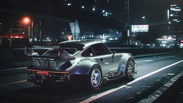 Nightfall Drive Cyberpunk Porsche Wallpaper