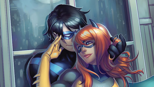 Nightwing In Love With Batgirl Wallpaper