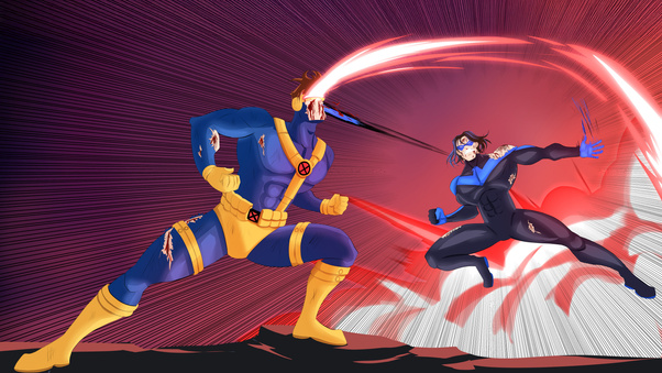Nightwing Vs Cyclops (1280x720) Resolution Wallpaper