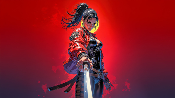 Ninja Queen Cyberpunk Samurai Girl Wallpaper