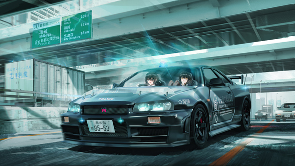 Nissan Gtr R34 Anime Girl 5k Wallpaper
