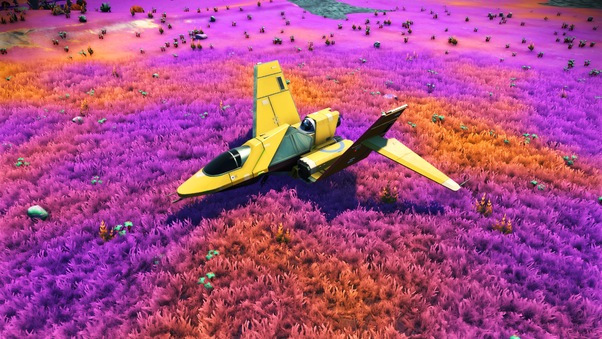 No Mans Sky Game Plane Colorful Fields 4k Wallpaper