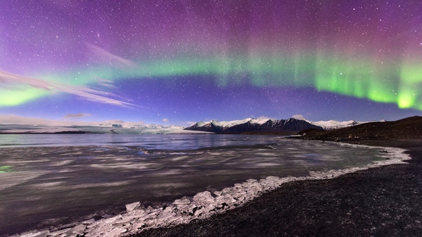 Northern Lights Aurora Glacier Landscape 4k Wallpaper