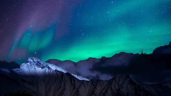 Northern Lights Night Sky Mountains Landscape 4k Wallpaper