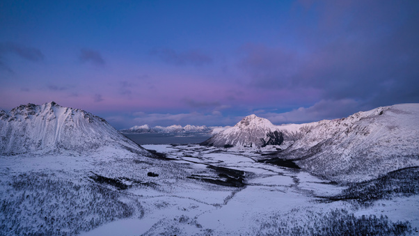 Norway Lofoten Mountains Snow 5k Wallpaper