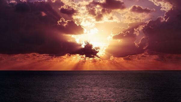 Ocean Horizon Sunset Wallpaper
