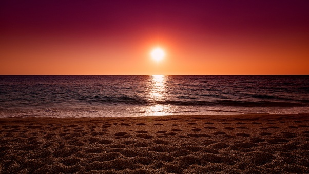 Ocean Sand Sunset Wallpaper