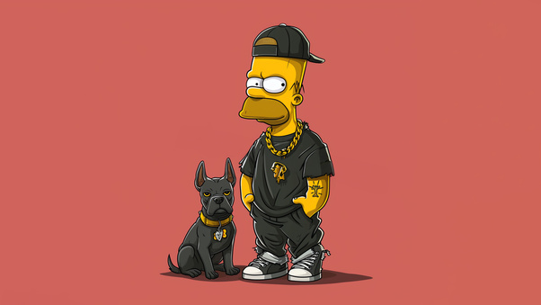 Old Bart Simpson With His Dog Wallpaper