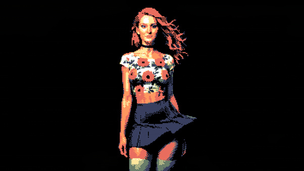 Old School Charm 8 Bit Girl Wallpaper