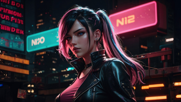 On The Move Cyberpunk Girl Wallpaper