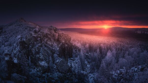 One More Sunset In The Ural Mountains 5k Wallpaper