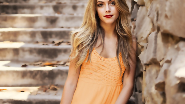 Orange Dress Model Wallpaper