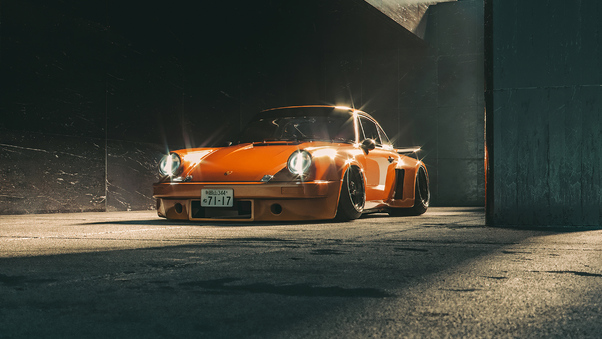 Orange Porsche 4k Wallpaper