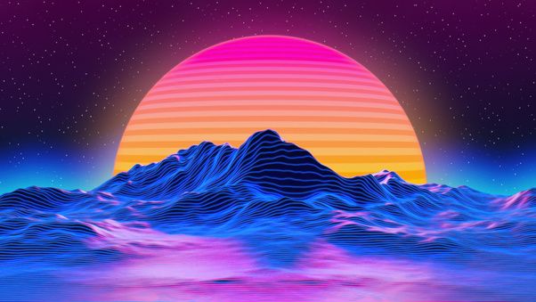 Outrun Synthwave Sunrise Wallpaper