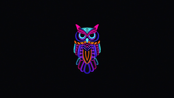 Owl Minimal Dark 4k Wallpaper
