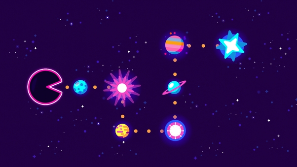 Pacman Eating Planets 4k Wallpaper
