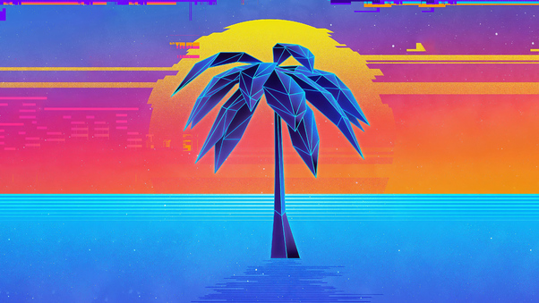 Palm Tree Retro Synthwave 4k Wallpaper