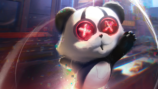 Panda Cyber City 4k Wallpaper
