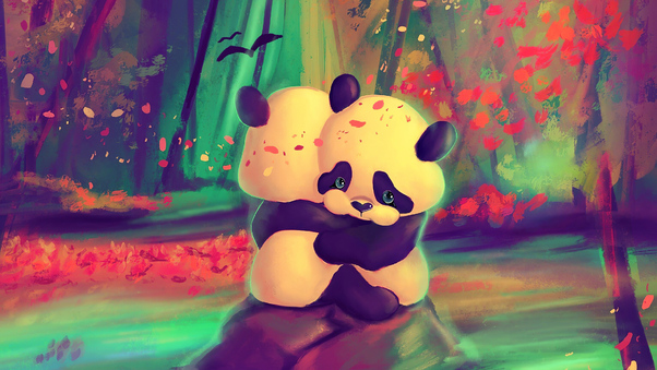Panda Lovers 4k Wallpaper