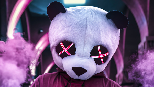 Panda Neon Eyes 4k Wallpaper