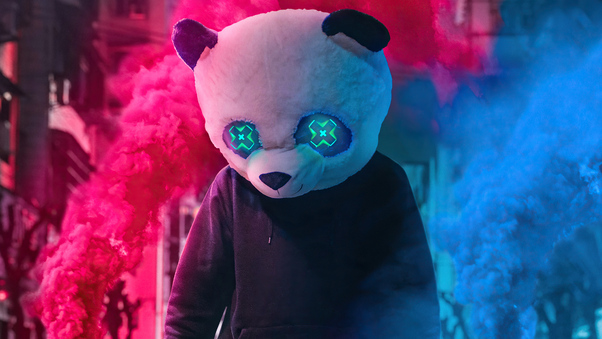 Panda With Two Smoke Bombs 4k Wallpaper