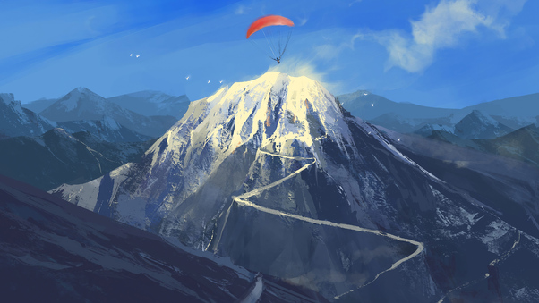 Paragliding To The Mountains Wallpaper