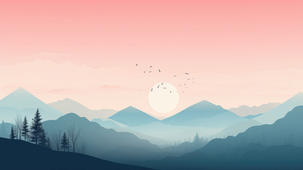 Pastel Mountain Sunrise Serenity (1280x720) Resolution Wallpaper