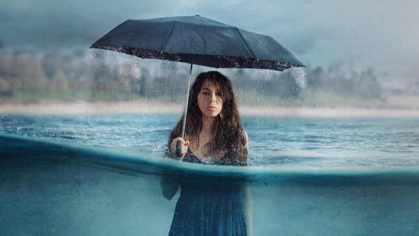 Photography Manipulation Umbrella Girl Women Rain Wallpaper