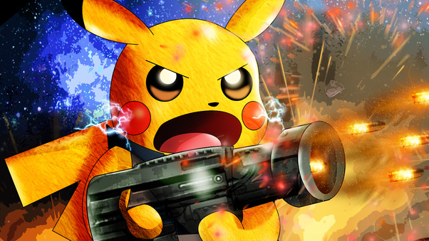 Pikachu As Rocket Raccoon Wallpaper