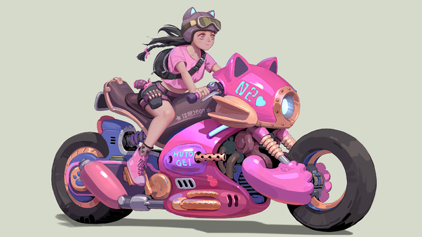 Pink Biker Girl 4k Wallpaper