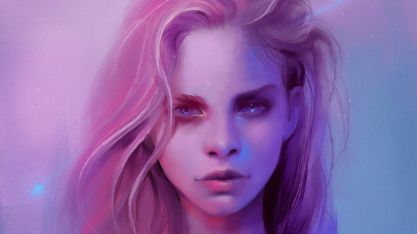 Pink Girl Portrait Art 4k Wallpaper