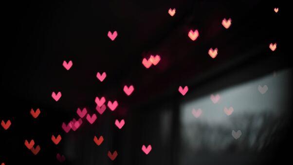 Pink Little Heart Bokeh Lights Wallpaper