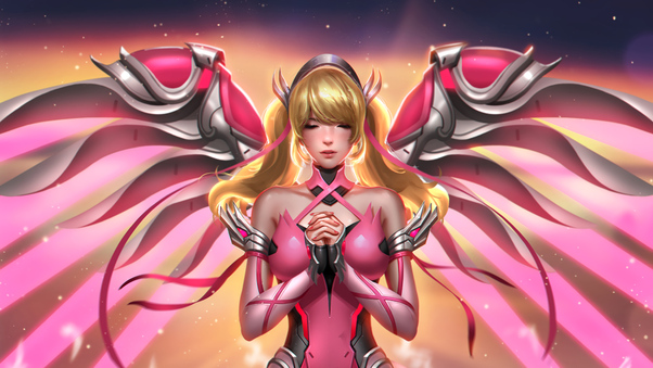 Pink Mercy Overwatch Art Wallpaper